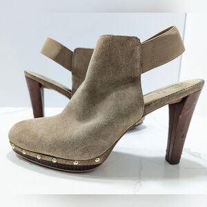 FRANCO SARTO A-Elice brown suede leather slingback Heeled stiletto shoes clog 10